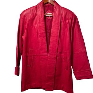 Red Open Front Leather Jacket